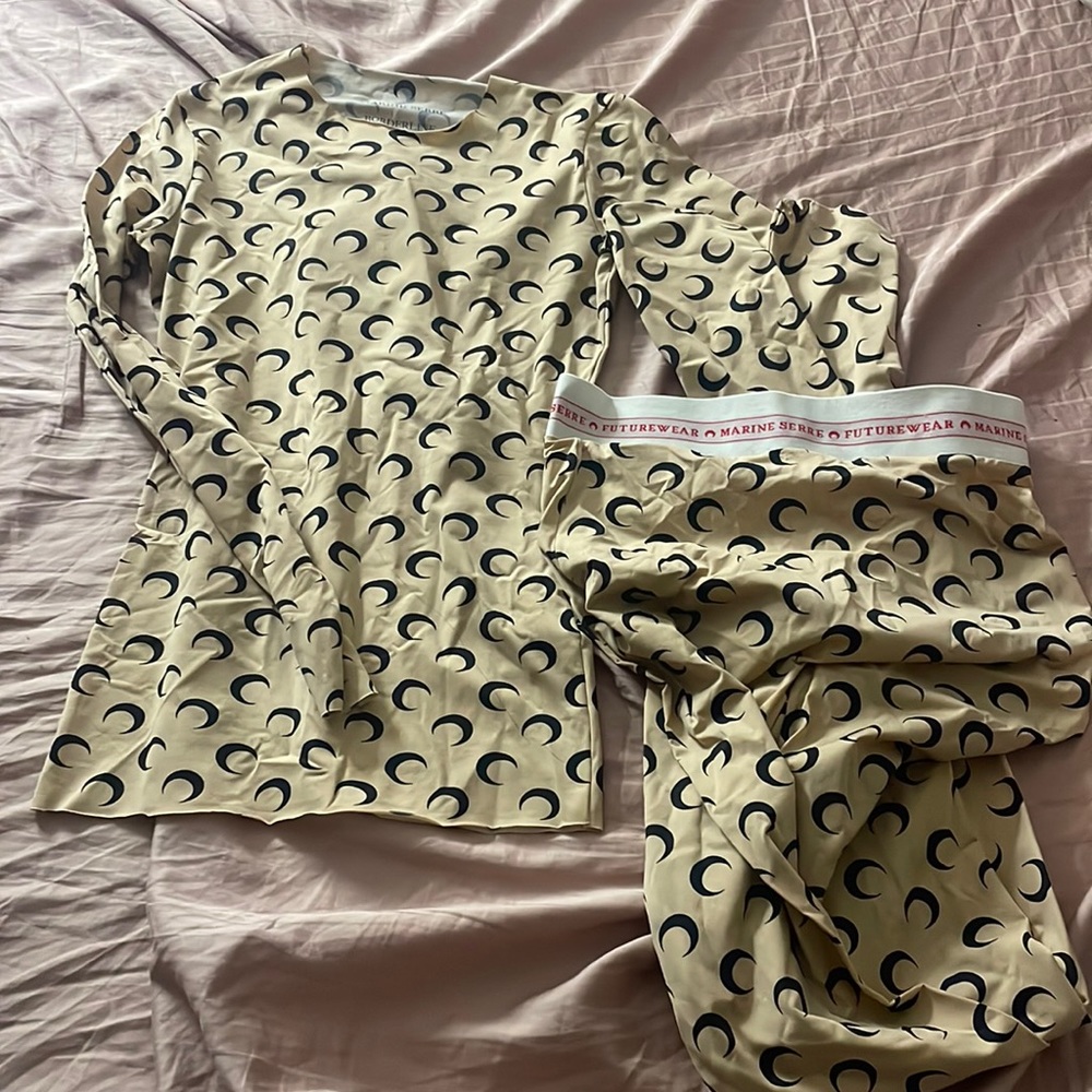 Marine Serre crescent moon skin tight top and tights